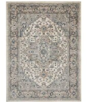 Nourison Concerto Ivory/Grey 10 ft. x 14 ft. Center medallion Traditional Area Rug New $499