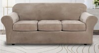 Mercer41 Modern Soft Velvet Plush 4 Piece High Stretch Sofa Slipcover Furniture Protector Luxury Thick Velvet Sofa Cover for 3 Cushion Couch Machine Washable $99