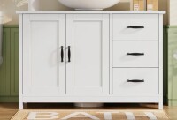 Rosalind Wheeler Pedestal Sink Storage Cabinet with 3 drawers and 2 doors, Bathroom Sink Cabinet with U-shape CutOut, Under Sink Storage for Bathroom, Laundry Room, White New in Box $399