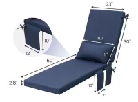 CLOUDFLY 2-Pieces Outdoor Chaise Lounge Cushions in Navy Blue 80 in. x 23 in. x 2.8 in. Patio Lounge Chair Cushion with Pillow New Open Box $199