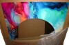 Design Art Rainbow Teal And Purple Alchohol Ink I - Abstract Shapes Wall Mirror, Modern Decorative Mirror, Printed Metal Art, 40" x 30" New In Box $299 - 2