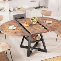 Jocoevol Round Dining Table Kitchen Dining Room Dinner Table for 4-6, Space Saving Extendable Oval Circle Furniture with Pedestal Base and Storage Shelf for Kitchen Living Room (Vintage, for 6-8) New Open Box $699