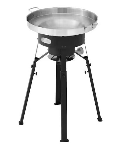 CreoleFeast Portable Gas Cooker with Stainless Steel Wok, with Cast Iron Burner, 54,000 BTU, Height Adjustable Legs, Outdoor Cooking New in Box $399