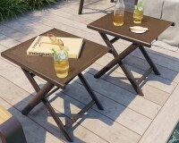 Pellebant 2-Piece Set Rectangle Aluminum 16.3 in. H Foldable Outdoor Side Table in Brown New In Box $299