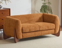 Ivy Bronx Rhudine Boucle Upholstered Sofa in Caramel New $899