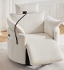 Ebern Designs Power Rocker Recliner Chair With Phone Holder USB Charging Port And Side Pockets, 210&deg; Swivel Nursery Reclining Chair With Adjustable Backrest And Footrest in White New in Box $799