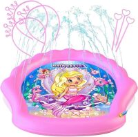 PRINCESSEA Emma Outdoor Splash Pad for Kids (70 Inch), Inflatable Sprinkler Mat with Wading Pool, Includes 3 Tiaras and Wands, Ages 12 Months and Up New in Box