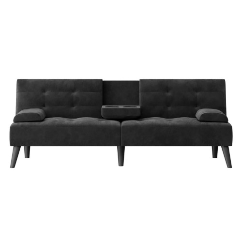 George Oliver Aldiana 64.2" Convertible Futon Upholstered Sofa Bed, Black Velvet, New in Box $399