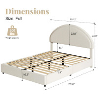 Ebern Designs Bensu Luxury Curve-Shaped Headboard Bed Frame, Elegant Boucle Upholstered Platform Bed with Modern Design, Full Size, New in Box $399