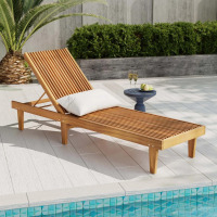 The Twillery Co. Cadain 78.75" Long Reclining Acacia Single Chaise, Teak, New in Box $399