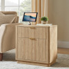 Gracie Oaks 23'' Fluted Nightstand With Mid-Century Modern, Natural Oak, New in Box $399
