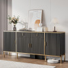 OneBlis 60" Fluted Buffet Cabinet with Storage, Modern Buffets & Sideboard with 2 Drawers, 4 Doors and Adjustable Shelves, Accent Cabinet for Kitchen, Living Room, Hallway, Black $299
