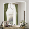 Orren Ellis Aevar 40" x 36" Tempered Glass and Aluminum Alloy Framed French Cleat Mounted Wall Mirror, Matte White, New in Box $299