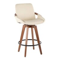 LumiSource Cosmo 26" Walnut and Cream Faux Leather Counter Stool, New in Box $299