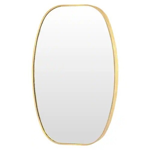 LuxHomez 30" W x 40" H Gold Oval Wall Aluminum Frame Vanity Bathroom Mirror, New in Box $299