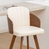 Hocewi 26" Mid Century Counter Height Bartool with Walnut Back and Arms Upholstered Seat for Kitchen Island, Beige, New in Box $299