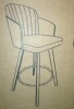 Hocewi 26" Mid Century Counter Height Bartool with Walnut Back and Arms Upholstered Seat for Kitchen Island, Beige, New in Box $299 - 2