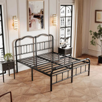 Williston Forge Ashwyn King Size Heavy Duty Steel Slat Bed Frame - 18" High Vintage Style, 3500 LBS Capacity, Anti-Sway & Squeak Resistant, No Box Spring Needed, New in Box $299