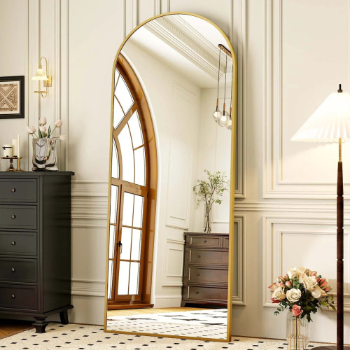 Basics by Wayfair Gold Arch Free Standing Full Length Mirror, 64" x 21", New in Box $499
