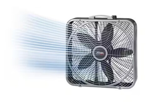 Lasko Power Plus 20 in. 3 Speed Box Fan for Home in Gray with Weather Shield Design for Window Use, 2000 CFM, Carry Handle On Working $79