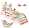 VEVOR Pikler Triangle Set, 9-in-1 Toddler Climbing Toys Indoor, with 2 Wooden Cars, Cushion, Triangle, Arch, and Ramp, 150 lbs Load, Foldable Montessori Climbing Set for Toddlers and Kids, Rainbow $299
