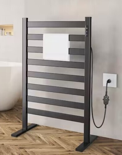 Verida 8-Bar Freestanding Electric Plug-in Towel Warmer Heated Towel Rack for Bathroom in Matte Black New In Box $299