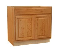 Hampton Bay 36 in. W x 24 in. D x 34.5 in. H Assembled Sink Base Kitchen Cabinet in Medium Oak $499