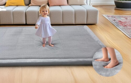 Mallify Ultra Soft 1.3" Thick Baby Play Mat for Floor, Large Velvet 71"x59" Playpen Mat, Baby-Safe & Non-Slip Tummy Time Mat, Crawling Mat for Babies, Toddlers, Infants, Kids, Easy Care, Gray $199
