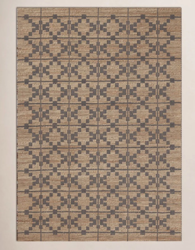 Chris Loves Julia x Loloi Judy Natural / Graphite Rectangle Area Rug 5' x 7'6" New $399