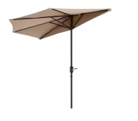 Pure Garden 9 ft. Steel Half Round Patio Market Umbrella with Hand Crank Lift in Beige New In Box $199