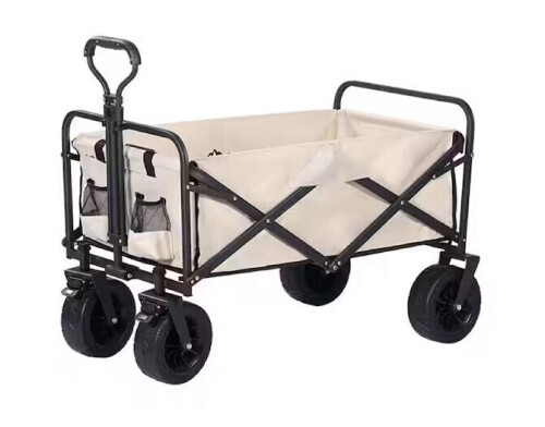 COLOURTREE 5 cu. ft. Beige Fabric Folding Collapsible All Terrain Outdoor Portable Utility Wagon Garden Cart, 200 lbs. Capacity $199