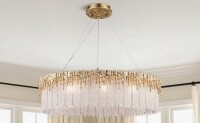 Everly Quinn 24" Modern Luxury Crystal Chandelier Gold Round Pendant Lights For Dining Room New In Box $599