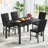 AWQM Products 5-Piece Marble Dining Set, Modern Kitchen Table and Chairs for Dining Room, Dinette, Compact Space Saving Furniture, 4 Upholstered PU Chairs - Black New In Box $399