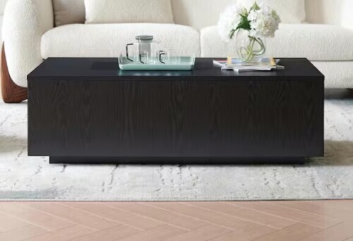 Meyer&Cross Paxton 47.5 in. Black Grain Rectangle MDF Top Coffee Table $299