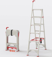Latitude Run&reg; 6 Step Steel Folding Step Ladder with Handrail, Telescoping Ladder New In Box $299