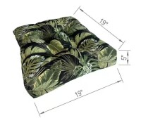 Sun Terrace Green Palm Tufted Outdoor Seat Cushion New $79