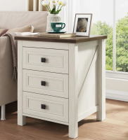 Lark Manor&trade; Valera 18"W Nightstand with Charging Station and Outlets, Farmhouse End Table with 3 Drawers New In Box $299
