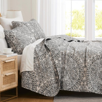 Southshore Fine Living, Inc. Ashanti Collection 7-Piece Oversized King Quilt Bedding Set, Soft Fabric, Lightweight Bedspread, King/California Size, Grey New in Box $299