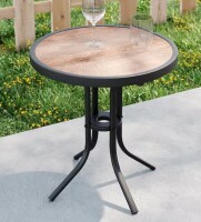 Sonkuki Patio Round Side Table, Outdoor Round Metal Steel Small Side Table, Brown New In Box $199