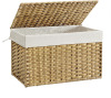 SONGMICS Storage Basket with Lid, Woven Blanket Storage Bin with Handles, Foldable, Removable Liner, Metal Frame, for Bedroom, Laundry Room, 27.7 Gallons (105 L), Natural $79