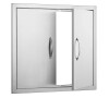 SKYSHALO Double BBQ Island Door 26 in. W x 24 in. H Outdoor Kitchen Cabinet Stainless Steel Access Door for Storage Room New In Box $99
