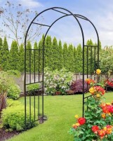 WTVWTV 42.2 in. x 17.5 in. x 85.8 in. Outdoor Black Trellis Metal Garden Arch - Wide Garden Arch for Climbing Plants and More $199
