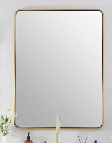 Ebern Designs Contemporary Rectangle Bathroom Vanity Mirror | Stainless Steel Thick Frame, 40" x 30" New In Box $399