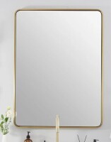 Ebern Designs Contemporary Rectangle Bathroom Vanity Mirror | Stainless Steel Thick Frame, 40" x 30" New In Box $399