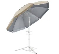 lohasco 7 ft. Adjustable Outdoor Sun Umbrella with Tripod Stand &ndash; Portable Shade with Carry Bag, Hook and Cup Holders, Beige New In Box $199