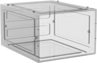 SONGMICS Shoeboxes, Set of 12 with Door, Plastic Shoe Storage, Stackable, Easy Assembly, 34 x 25 x 18.4 cm, Up to Size 44, Transparent Black New In Box $99