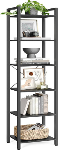 VASAGLE 6-Tier Bookshelf, Bookcase with Steel Frame, Book Shelf for Living Room, Home Office, Study, 11.8 x 15.7 x 73.2 Inches, Industrial Style, Ebony Black and Ink Black New In Box $99