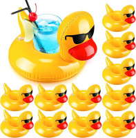 Sratte Inflatable Drink Floats 12-Pack Reusable Cute Drink Holder Inflatable Float Cup Coasters Set for Pool Party Hot Tubs Lakes Oceans for Women Men Adults Summer Pool (Duck) New Open Box $59