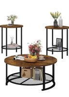 Cvortll Coffee Table Set, Coffee Table & Two End Side Table, Modern 3-Piece Living Room Table Set New In Box $299