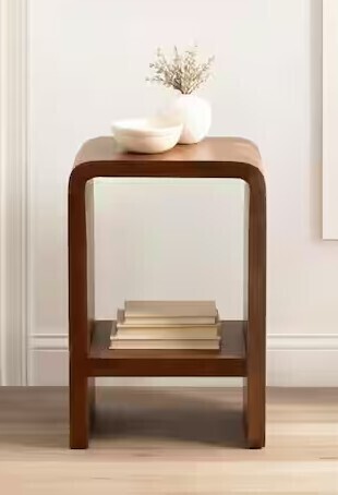 Kate and Laurel Reddy 16 in. Walnut Brown Rectangle Solid Wood End Table $299